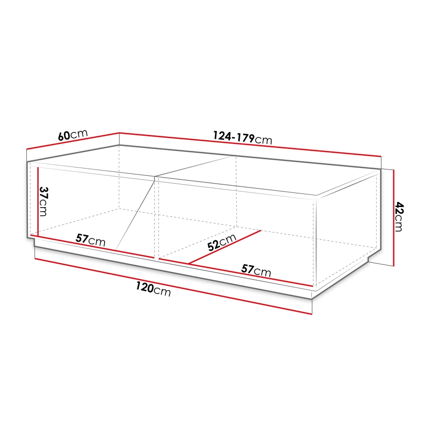 Žurnalinis staliukas CEELIAS 42x124 cm baltas/ąžuolas Wotan