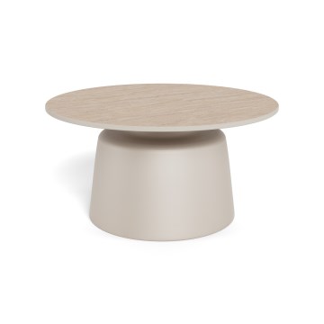 Žurnalinis staliukas SANTORINI, Ø 70 cm, smėlio/pilkos spalvos, keramikinis